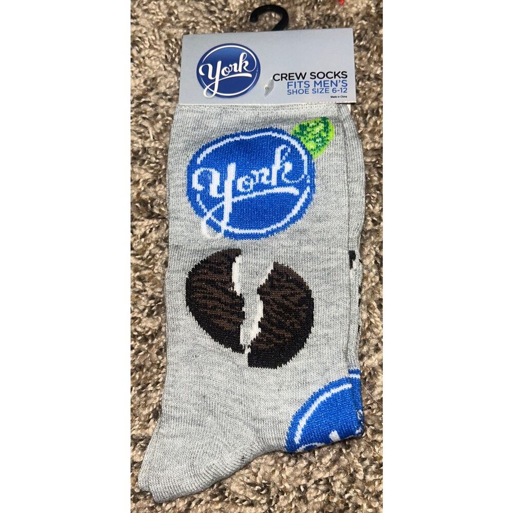 Men's York Peppermint Patty Crew Socks Shoe Size 6-12 (NEW)